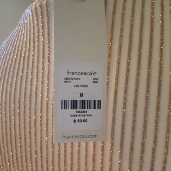 Francesca’s • Gold & Cream Glitter Stripe Wrap Dress • Size M • NWT - Picture 8 of 9